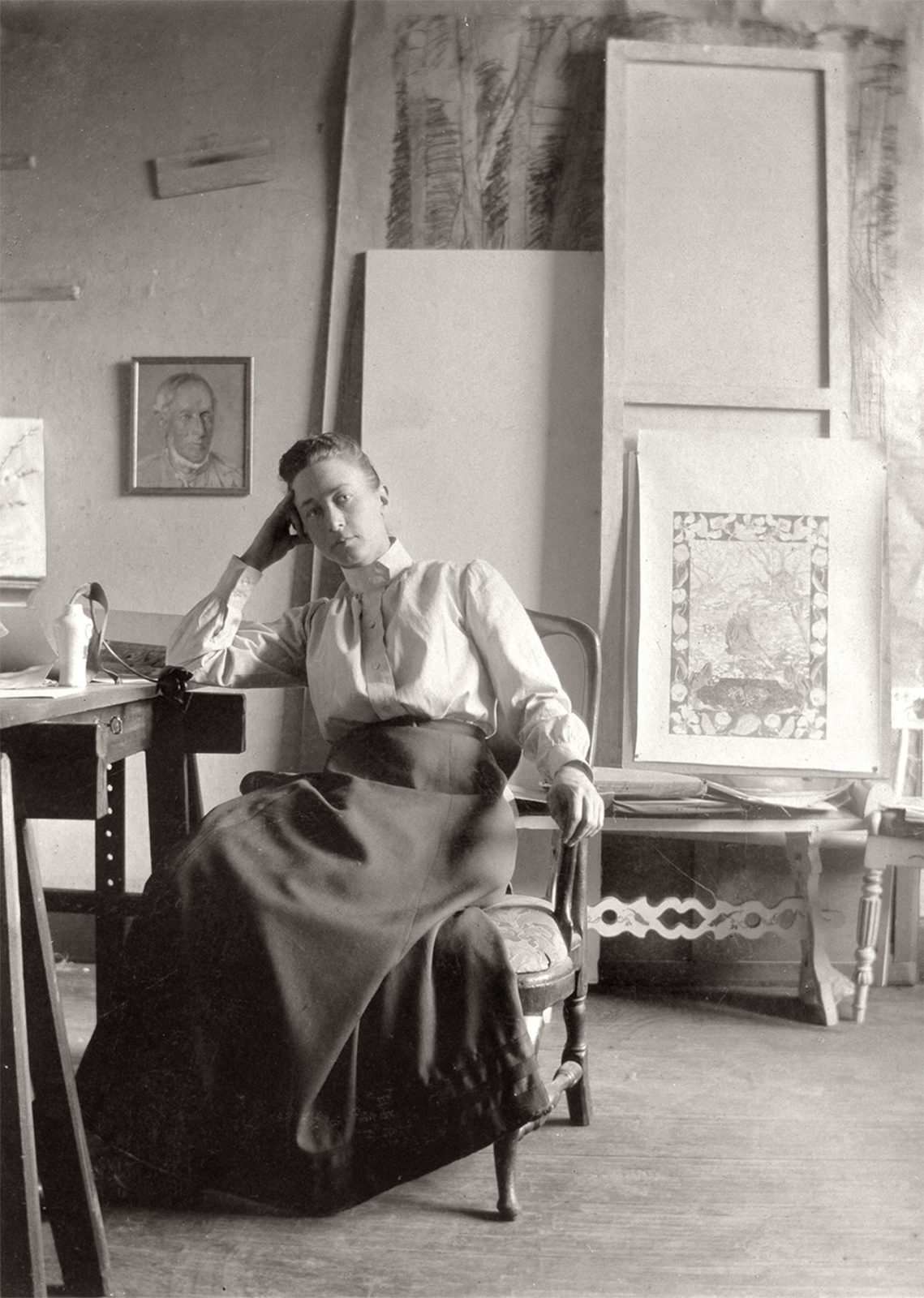 Hilma af Klint in her studio